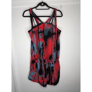 Fabletics Romper Womens Large Multicolor Sweetheart Strappy Ikat Pockets Summer